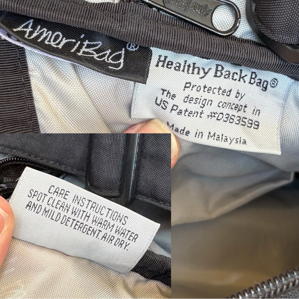 Ameribag Healthy Back Sling Bag Tote In Distressed Nylon Black Sz Extra Small - Picture 3 of 16